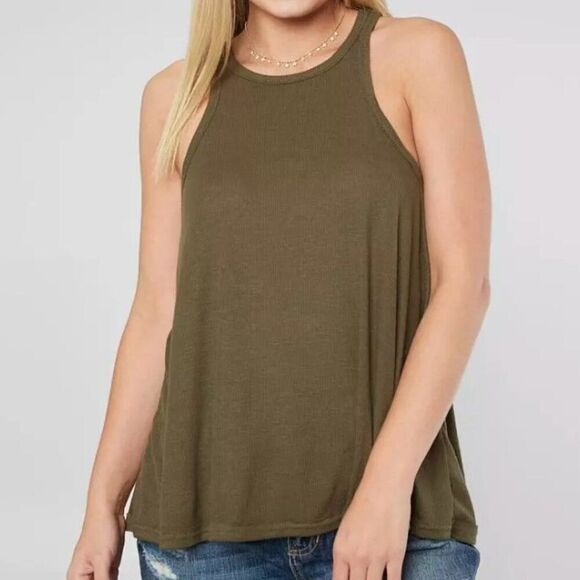 Free People Women Size Small Green Racerback Long Beach Tank Top - Picture 2 of 8